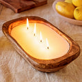 Wooden dish candle