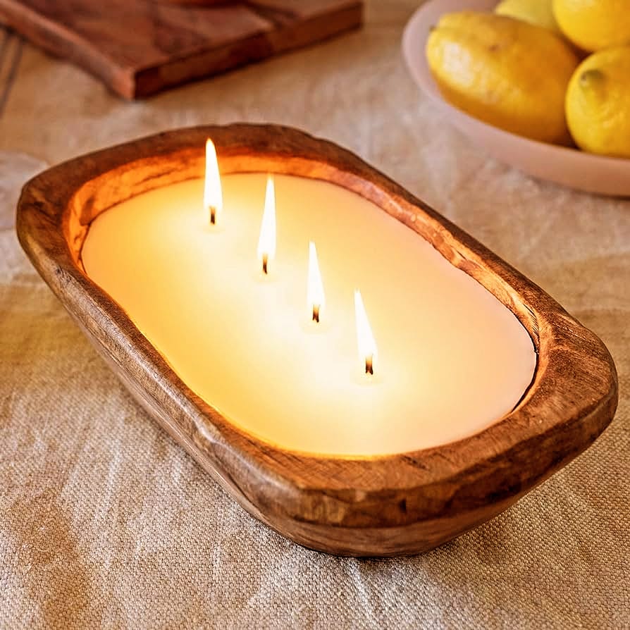 Wooden dish candle